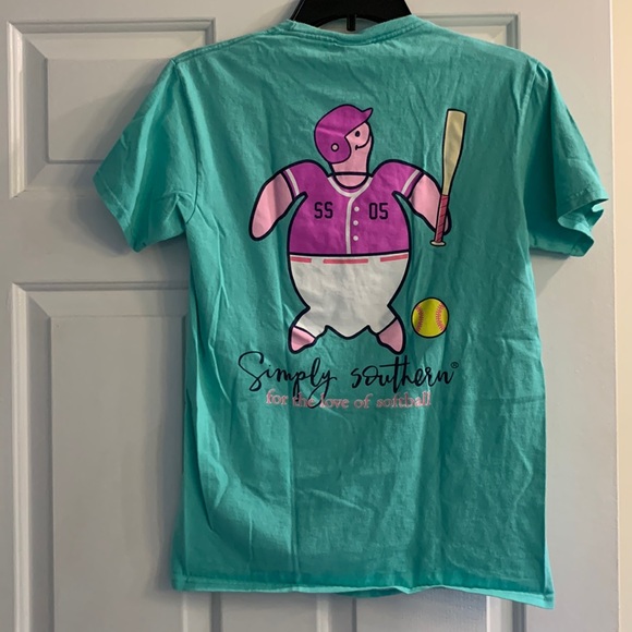 Simply Southern Short Sleeve Softball Graphic Tee Womens Small - Picture 1 of 8